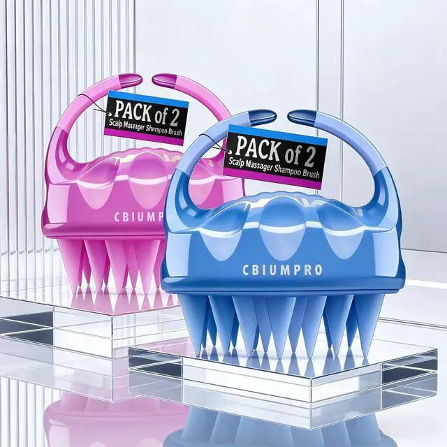 Alt view image 2 of 7 - 2-Pack Scalp Massager Shampoo Brush, Ultra Soft Silicone Scalp Scrubber Exfoliator Brush for Hair Growth & Dandruff Removal - 100% Fit All Hair Types