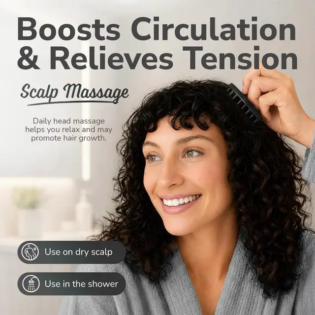 Alt view image 5 of 7 - Scalp Massager Shampoo Brush Silicone Scalp Scrubber for Hair Growth & Dandruff Removal, One-Piece, Non-Slip Handle, Soft Bristles, Wet/Dry Shower Scalp Exfoliator for All Hair Types Black