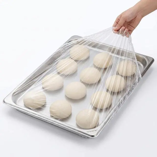Main image of 50Pcs Sheet Pan Covers for 24x16, 21x15, 18x13 inch - Extra Large Elastic Food Covers Stretches to 39", 12 Microns Thick Oversized Bowl Covers for Foil Pans & Dough Proofing- BV Certified BPA-Free