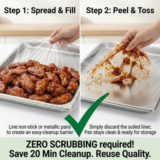 Alt view image 5 of 7 - 50Pcs Sheet Pan Covers for 24x16, 21x15, 18x13 inch - Extra Large Elastic Food Covers Stretches to 39", 12 Microns Thick Oversized Bowl Covers for Foil Pans & Dough Proofing- BV Certified BPA-Free