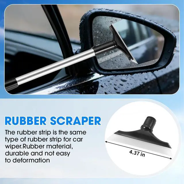 Alt view image 4 of 7 - Windshield Cleaner Tool, Car Interior Cleaning Kit with Extendable Handle and 3 Reusable Microfiber Pads, Auto Glass Wiper and Detailing Brush Kit for Car & Home Window, Blue
