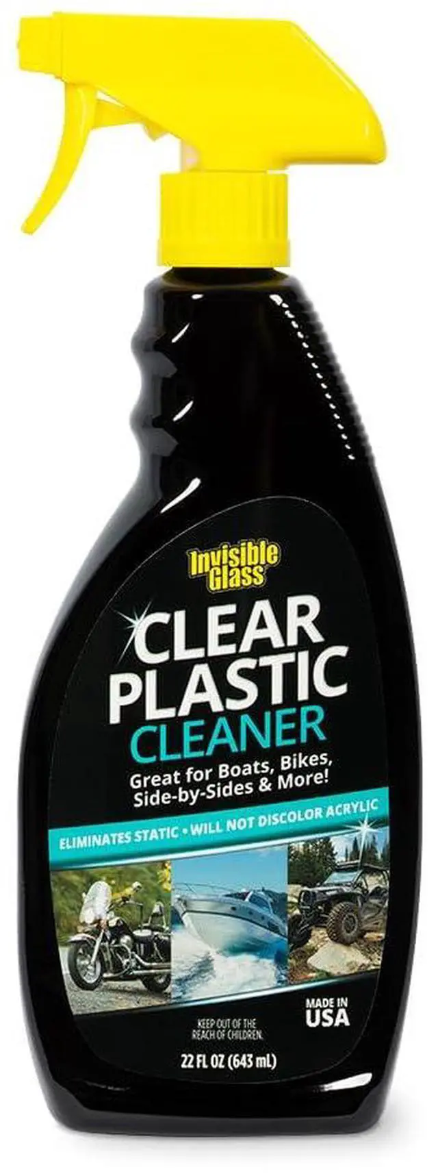 Main image of 92084 Clear Plastic Cleaner for Cars, Motorcycles, RVs, Boats, Helmet Visors, Golf Carts, Acrylic and Vinyl Windows, Streak-Free, Haze-Free, Removes Static, 22 Fl Oz, Pack of 1