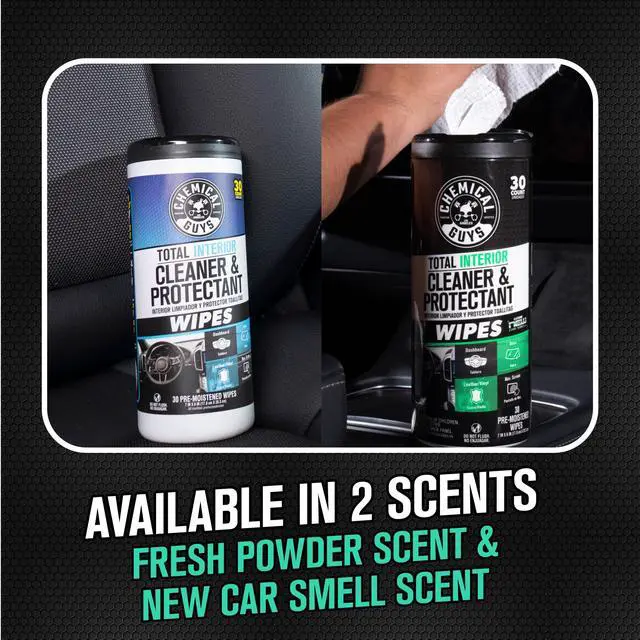 Alt view image 4 of 7 - Total Interior New Car Smell Cleaner & Protectant Wipes All-in-One Interior Cleaning Wipes for Dashboards, Vinyl, Leather, Fabric & Glass Cleans & Protects, New Car Scent, 30 Ct