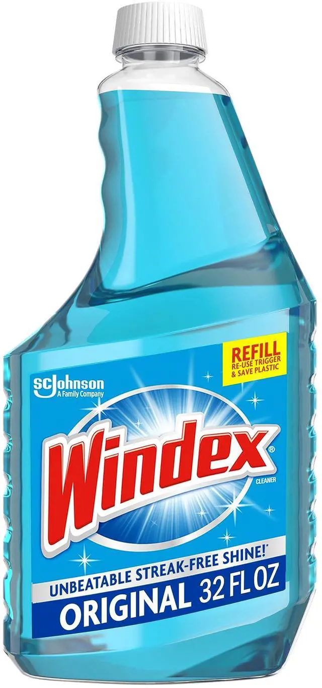 Main image of Glass and Window Cleaner Spray Bottle, Bottle Made of 100% Recycled Plastic, Surface Cleaning Spray, Original Blue Scent, 32 Fl Oz