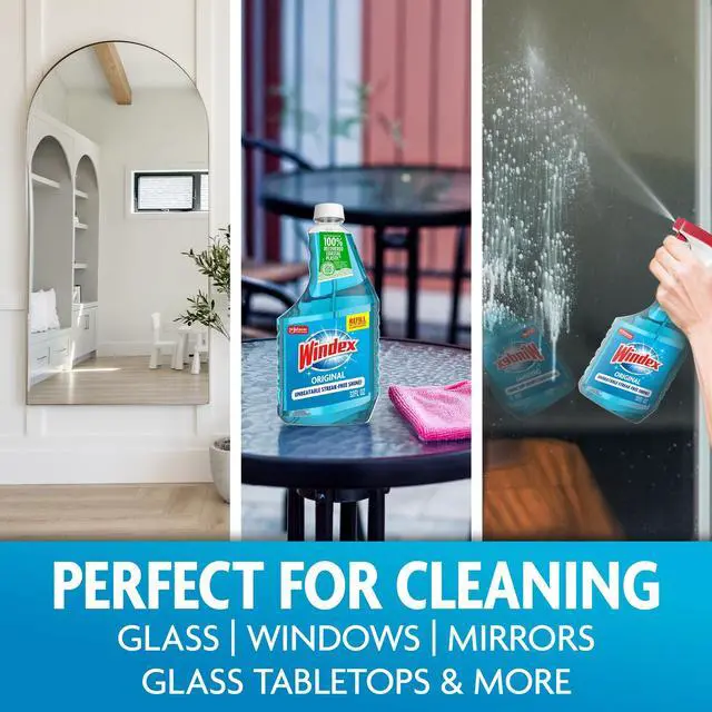 Alt view image 2 of 7 - Glass and Window Cleaner Spray Bottle, Bottle Made of 100% Recycled Plastic, Surface Cleaning Spray, Original Blue Scent, 32 Fl Oz