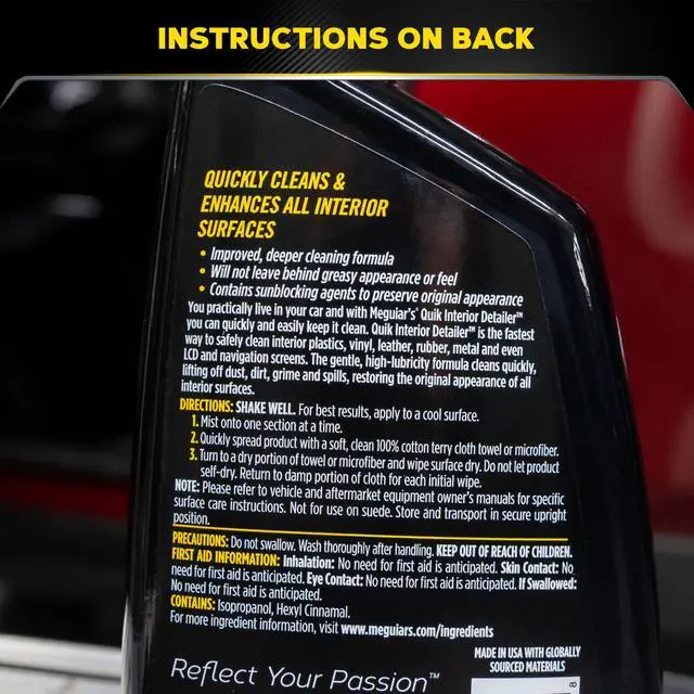 Alt view image 6 of 7 - Quik Interior Detailer Cleaner, Quick Detailer Spray Cleans And Refresh Car Interiors, Use On Plastics, Leather & Rubber, Dashboards, Trim In Cars, Trucks & Suvs - 24 Oz Spray Bottle