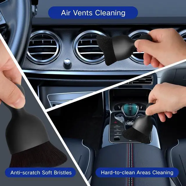 Alt view image 6 of 7 - 11pcs Windshield Cleaner Tool, Car Window Cleaning Wash Kit with 6 Reusable Microfiber Pads 2 Spray Bottles and Extendable Handles Auto Glass Wiper Kit, Blue