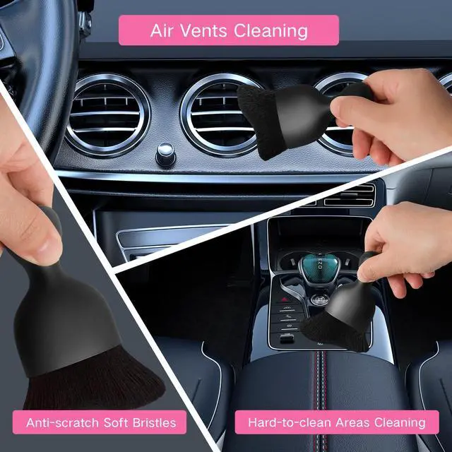Alt view image 6 of 6 - 7pcs Windshield Cleaner Tool Car Window Cleaning Wash Kit with 4 Reusable Microfiber Pads 1 Spray Bottle and Extendable Handle Auto Glass Wiper Kit, Pink