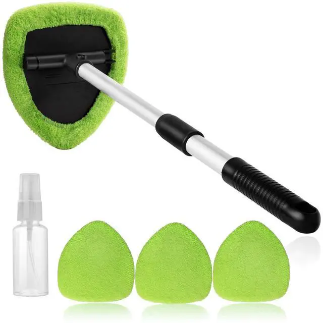 Alt view image 7 of 7 - 11pcs Windshield Cleaner Tool, Car Window Cleaning Wash Kit with 6 Reusable Microfiber Pads 2 Spray Bottles and Extendable Handles Auto Glass Wiper Kit, Green