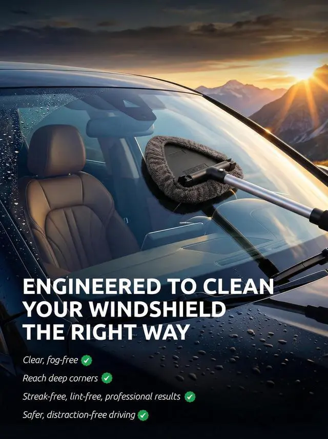 Alt view image 6 of 7 - Window & Windshield Cleaner, Extendable, 3 Microfiber Pads (Grey)