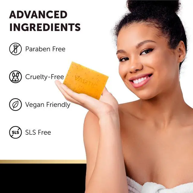 Alt view image 7 of 7 - Kojic Acid Soap - Turmeric Soap for Dark Spots for Face and Body - Exfoliating Bar for Hyperpigmentation, Skin Tone Corrector with Retinol, Vitamin C, Collagen and Hyaluronic Acid - 1 Pack