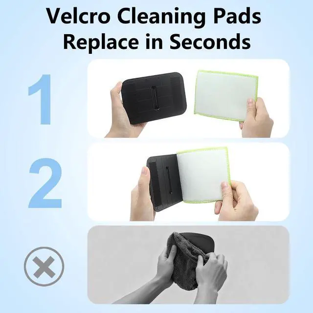 Alt view image 5 of 7 - Windshield Cleaner Tool with 6 Reusable Magic Fiber Pads & Spray Bottle, Removable Handle Car Window Wiper Kit for Interior/Exterior Glass, Trucks, SUVs, RV (Dry & Wet Use)