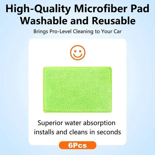 Alt view image 6 of 7 - Windshield Cleaner Tool with 6 Reusable Magic Fiber Pads & Spray Bottle, Removable Handle Car Window Wiper Kit for Interior/Exterior Glass, Trucks, SUVs, RV (Dry & Wet Use)