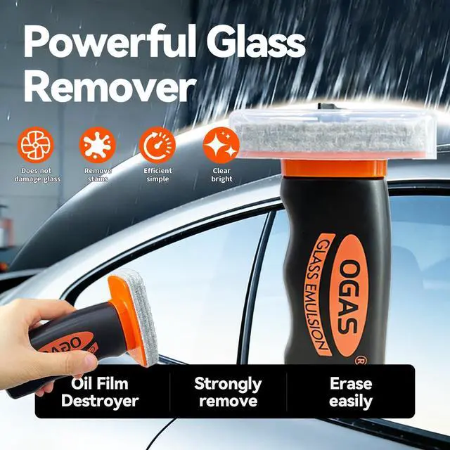 Alt view image 2 of 7 - 1PCS Glass Oil Film Remover for Car Windshield, Glass Emulsion Cleaner with Cleaning Board, Handle Oil Film Remover For Cars Window, Windshield Cleaner Tool for Crystal Clear Driving View