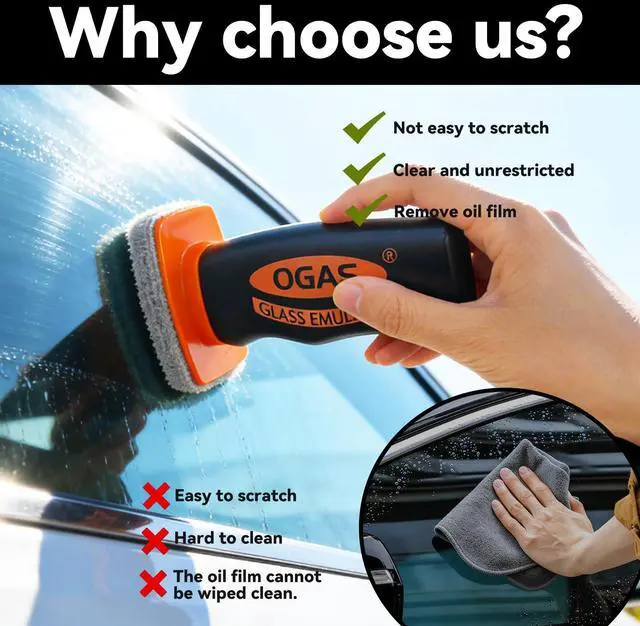 Alt view image 3 of 7 - 1PCS Glass Oil Film Remover for Car Windshield, Glass Emulsion Cleaner with Cleaning Board, Handle Oil Film Remover For Cars Window, Windshield Cleaner Tool for Crystal Clear Driving View
