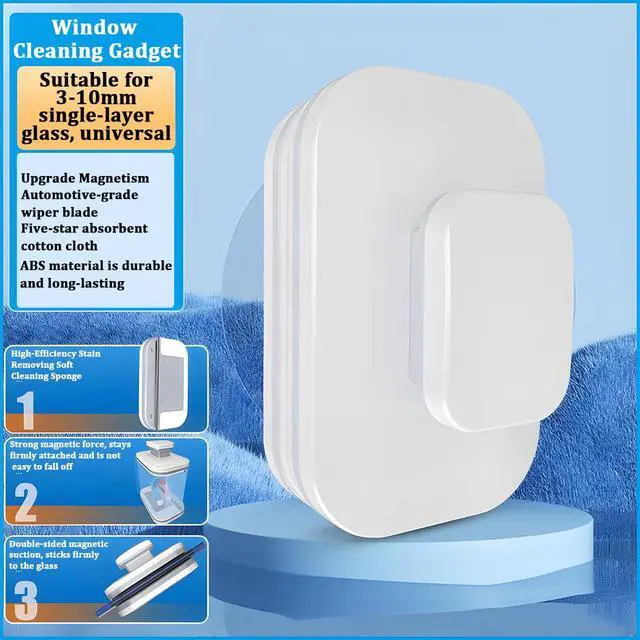 Alt view image 3 of 6 - Magnetic Car Windshield Cleaner Tool with Anti-Falling Rope, Double-Sided Window Cleaning Tool for Glass Thickness 3-10mm, Magnet Auto Windshield Cleaner, Universal for Vehicles