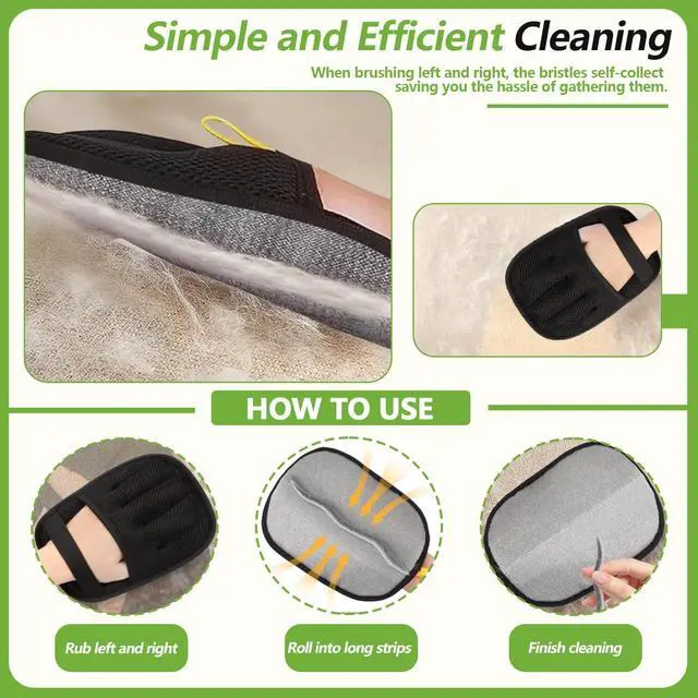 Alt view image 5 of 7 - Electrostatic Pet Hair Remover Glove Reusable Lint Roller Alternative for Furniture, Carpet & Clothes Washable Dog & Cat Hair Brush with Strong Grip No Sticky Refills Needed(1PCS)