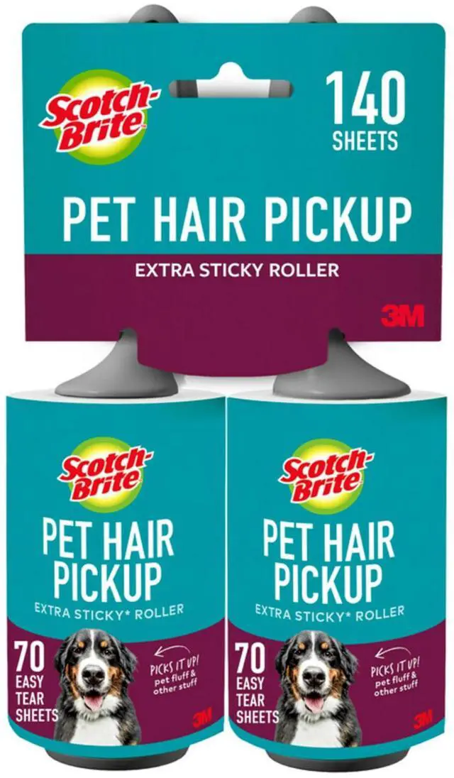 Main image of Pet Hair Pickup Extra Sticky Lint Roller, Designed for Removing Fur + Fluff on Couches, Clothes, Dog and Cat Beds, & More, 2 Pack, 140 Easy - Tear Adhesive Sheets Total