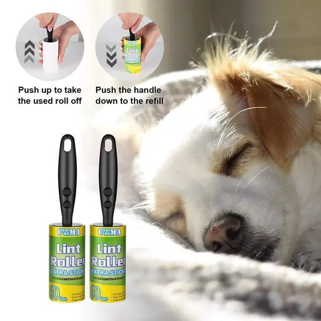 Alt view image 5 of 7 - Lint Rollers for Pet Hair Extra Sticky, Pet Hair Remover Set Brush for Dog & Cat Hair Removal, Clothes, Furniture, 2 Handles with 4 Refills, 240 Total Sheets