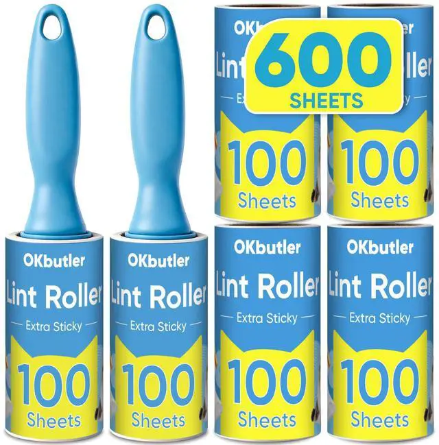 Main image of 600 Sheets Lint Roller for Pet Hair, Lint Remover, Extra Sticky with Spiral Easy Tear & Ergonomic Handle, Multipurpose for Clothes, Furniture, Carpet & Car Seats