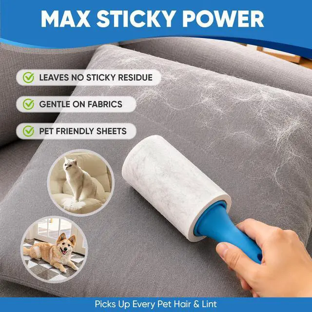 Alt view image 3 of 7 - 600 Sheets Lint Roller for Pet Hair, Lint Remover, Extra Sticky with Spiral Easy Tear & Ergonomic Handle, Multipurpose for Clothes, Furniture, Carpet & Car Seats