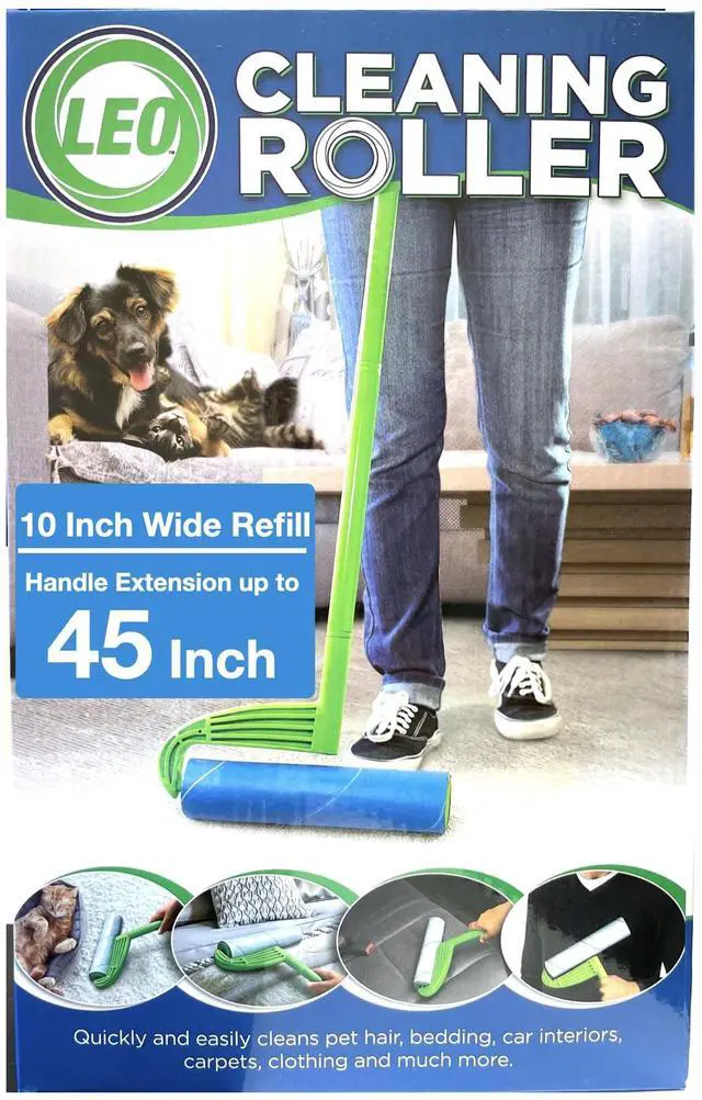 Main image of 10-Inch Wide Lint Roller with Extendable Handle, Includes 1 Refill (25 Sheets), Extra Sticky for Pet Hair, Carpet & Floor Cleaning (1 Mega Roller)
