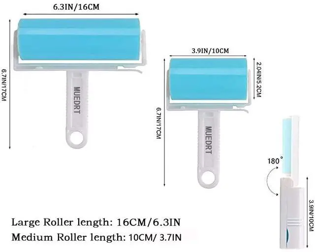 Alt view image 4 of 7 - Reusable Travel Lint Roller 3 Pack, Washable Lint Roller Compact Pet Hair Remover Cleaner with Cover for Clothes, Pet Hairs, Include Large, Medium, Small Size