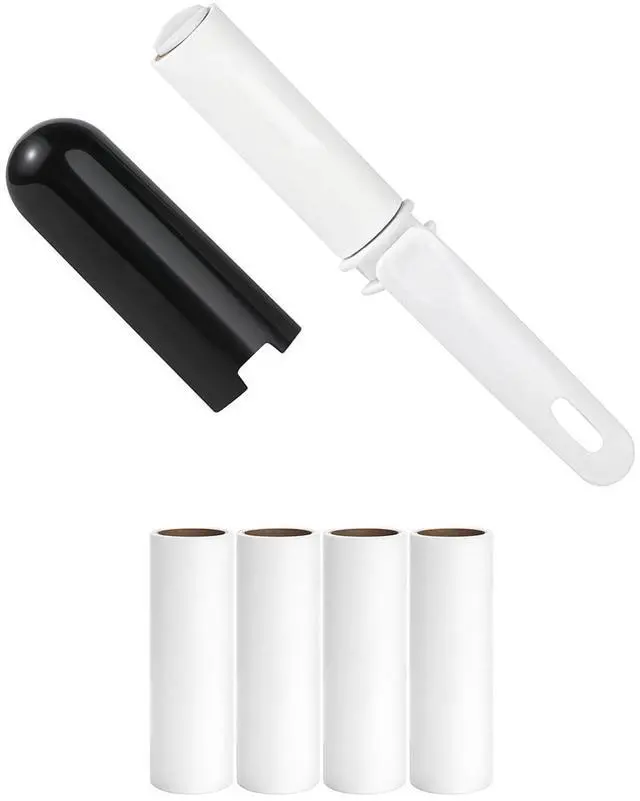 Main image of Travel Lint Roller for Clothes Mini Foldable Lint Roller with Cover and 4 Refills Total 150 Extra Sticky Sheets Travel Size Pet Hair Remover Roller (Black)