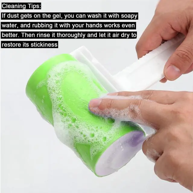 Alt view image 3 of 7 - Reusable Washable Lint Roller 5 Pack, Sticky Travel Lint Roller, Portable Compact Pet Hair Remover Cleaner with Cover for Clothes, Pet Hairs, Carseats, Include Mini and Medium Size