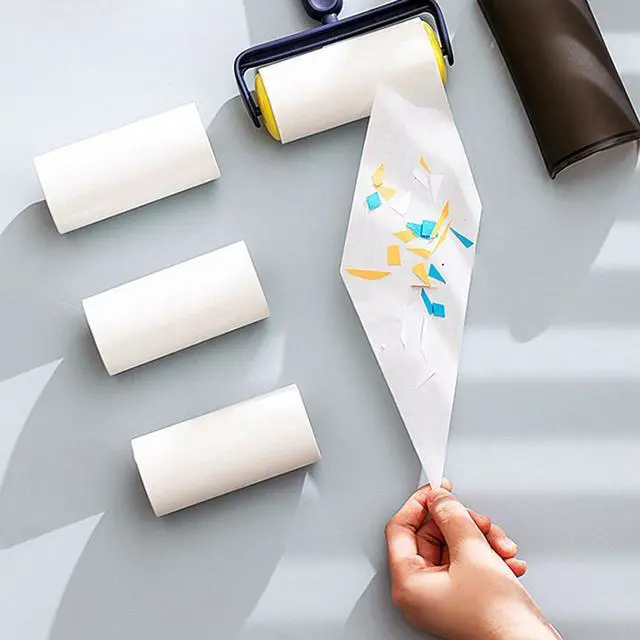 Alt view image 6 of 7 - Lint Roller Refills 4 inch Extra Sticky Pet Hair Roller Replacement Refills Only, Inside Diameter 1.5 inch, 60 Sheets per Roll (Pack of 4, Total 240 Sheets)