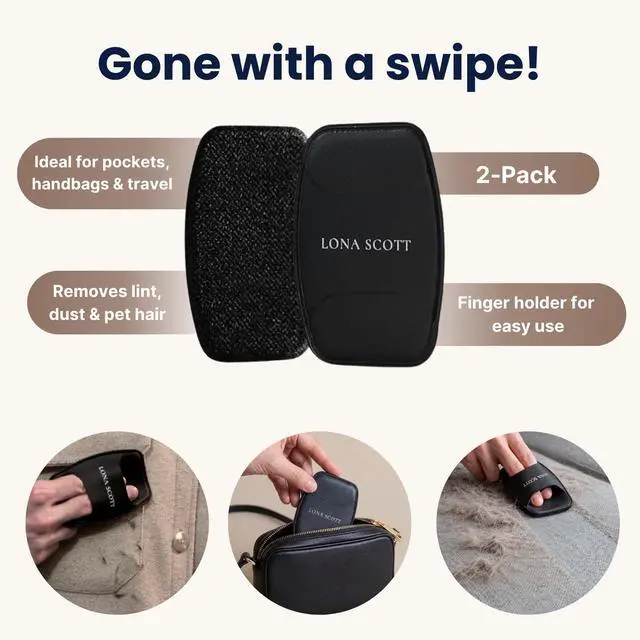 Alt view image 2 of 6 - Pocket Lint Brush x2, Reusable Lint Remover & Lint Roller for Clothes, Travel, Pet Hair Remover, Dust & Dandruff