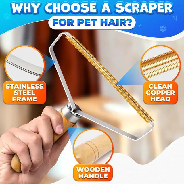 Alt view image 3 of 7 - Pet Hair Removers 2 Pack Reusable Metal Lint Remover Tool Durable Pet Hair Remover Tool with Wooden Handle | Portable Fabric Shaver Fuzz Cleaner for Clothes, Carpet & Furniture, Couch
