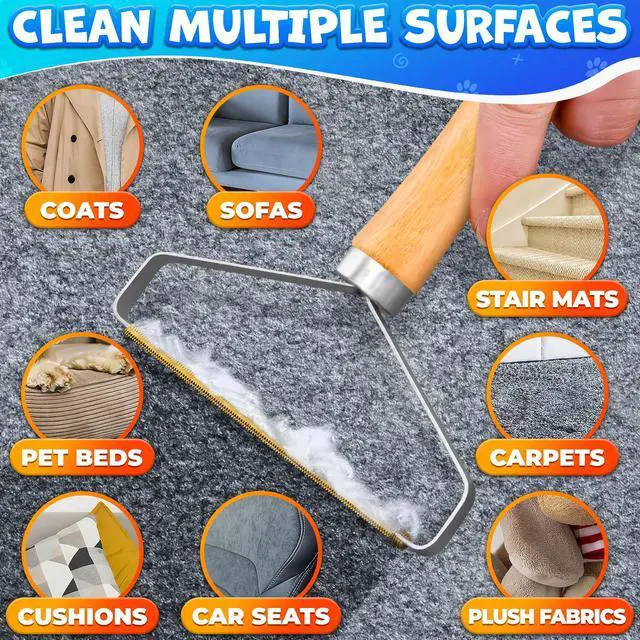 Alt view image 6 of 7 - Pet Hair Removers 2 Pack Reusable Metal Lint Remover Tool Durable Pet Hair Remover Tool with Wooden Handle | Portable Fabric Shaver Fuzz Cleaner for Clothes, Carpet & Furniture, Couch