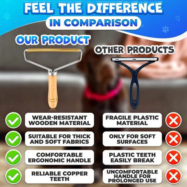Alt view image 7 of 7 - Pet Hair Removers 2 Pack Reusable Metal Lint Remover Tool Durable Pet Hair Remover Tool with Wooden Handle | Portable Fabric Shaver Fuzz Cleaner for Clothes, Carpet & Furniture, Couch
