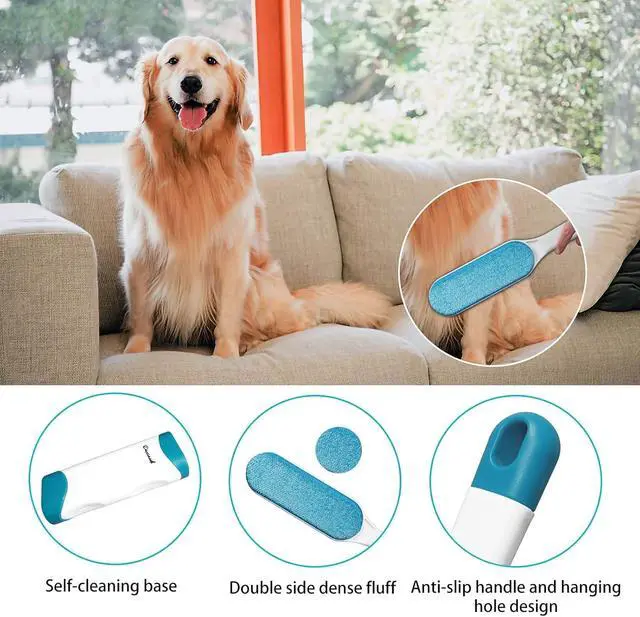 Alt view image 3 of 7 - 2 Pack Furniture Lint Remover Brushes, Double Sided Self Cleaning Loose Hair Catcher for Pet, Hair Cleaner for Clothes, Sofa, Carpet