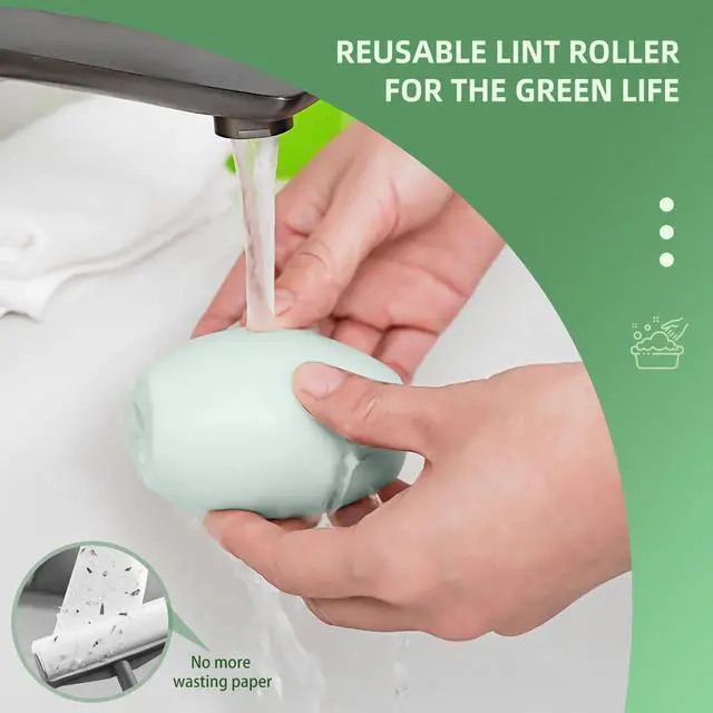 Alt view image 3 of 7 - 2 Pack Reusable Lint Roller Portable Mini Lint Remover Cat Pet Hair Rollers Travel Size Sticky Cleaner Dog Hair Remover for Clothes Washable Gel Lint Roller Ball