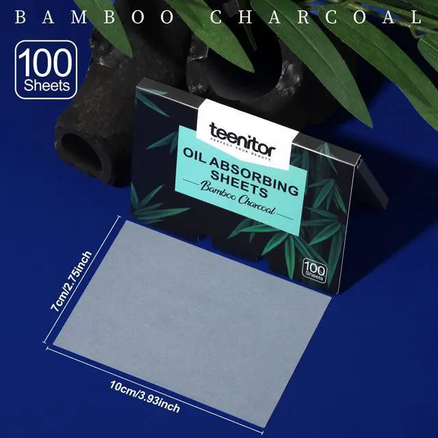 Alt view image 2 of 7 - 800 Counts Oil Blotting Papers for Face, Bamboo Charcoal Oil Absorbing Sheets for Oily Skin, Oil Blotting Sheets for Face, Oil Absorbent Pads Blotter Paper, Oil Face Wipes Large 10cmx7cm