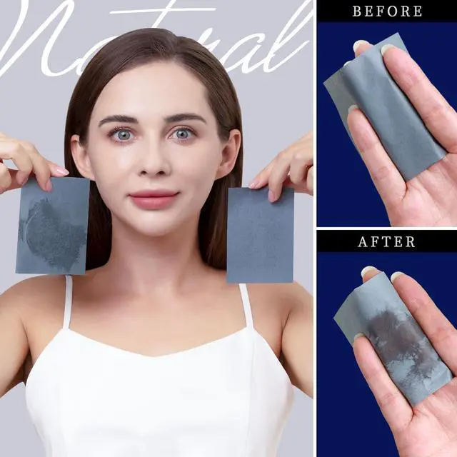 Alt view image 4 of 7 - 800 Counts Oil Blotting Papers for Face, Bamboo Charcoal Oil Absorbing Sheets for Oily Skin, Oil Blotting Sheets for Face, Oil Absorbent Pads Blotter Paper, Oil Face Wipes Large 10cmx7cm