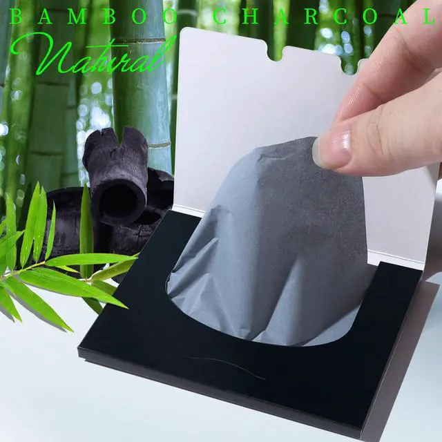 Alt view image 6 of 7 - 800 Counts Oil Blotting Papers for Face, Bamboo Charcoal Oil Absorbing Sheets for Oily Skin, Oil Blotting Sheets for Face, Oil Absorbent Pads Blotter Paper, Oil Face Wipes Large 10cmx7cm