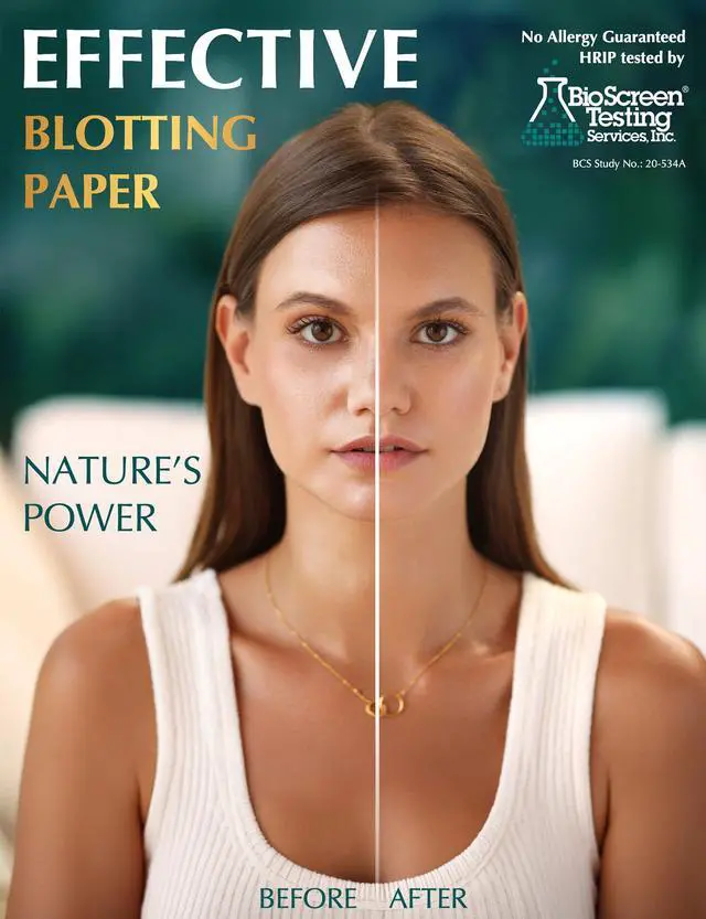 Alt view image 2 of 7 - Natural Green Tea Oil Blotting Sheets for Face - 25% Larger - 3pk/300 Makeup Friendly Blotting Papers for Face - Easy Dispensing Oil Absorbing Sheets