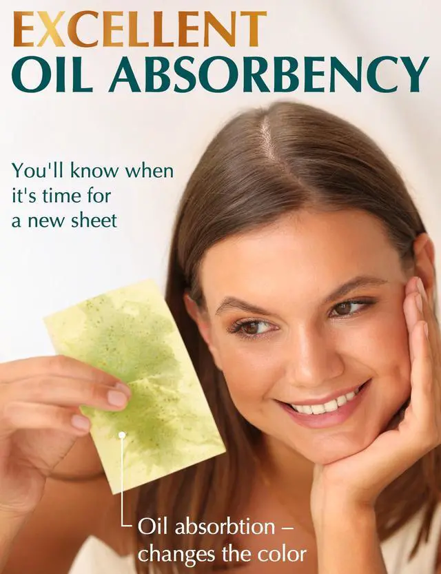 Alt view image 5 of 7 - Natural Green Tea Oil Blotting Sheets for Face - 25% Larger - 3pk/300 Makeup Friendly Blotting Papers for Face - Easy Dispensing Oil Absorbing Sheets