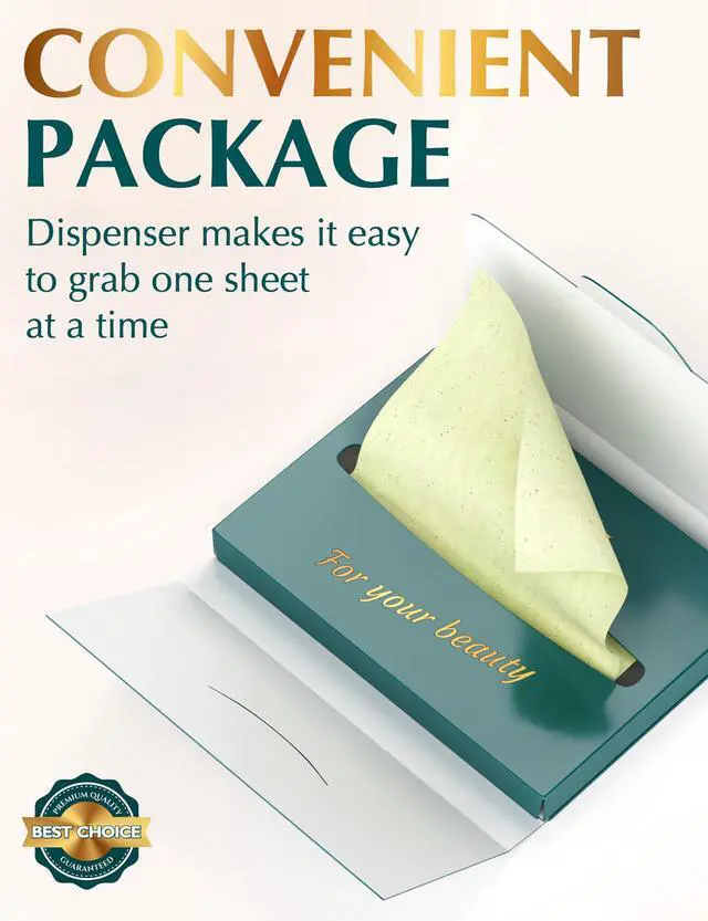 Alt view image 7 of 7 - Natural Green Tea Oil Blotting Sheets for Face - 25% Larger - 3pk/300 Makeup Friendly Blotting Papers for Face - Easy Dispensing Oil Absorbing Sheets