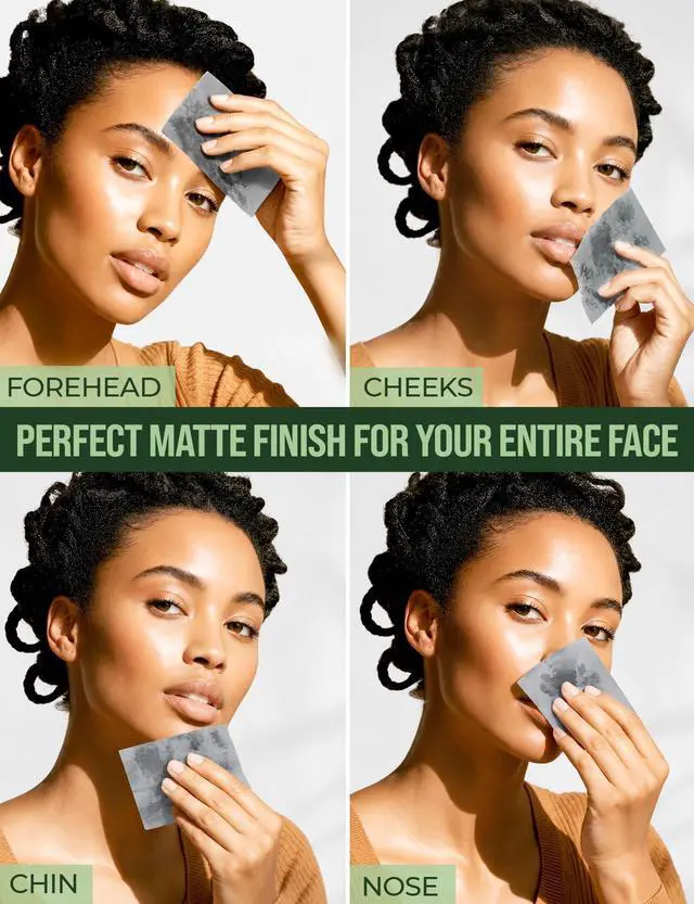 Alt view image 6 of 7 - Natural Oil Blotting Sheets for Face with Bamboo Charcoal - 4pk/400 Makeup Friendly Oil Absorbing Sheets for Face - Blotting Papers for Oily Skin - Perfect for Keeping in Purse - Oil Control Film