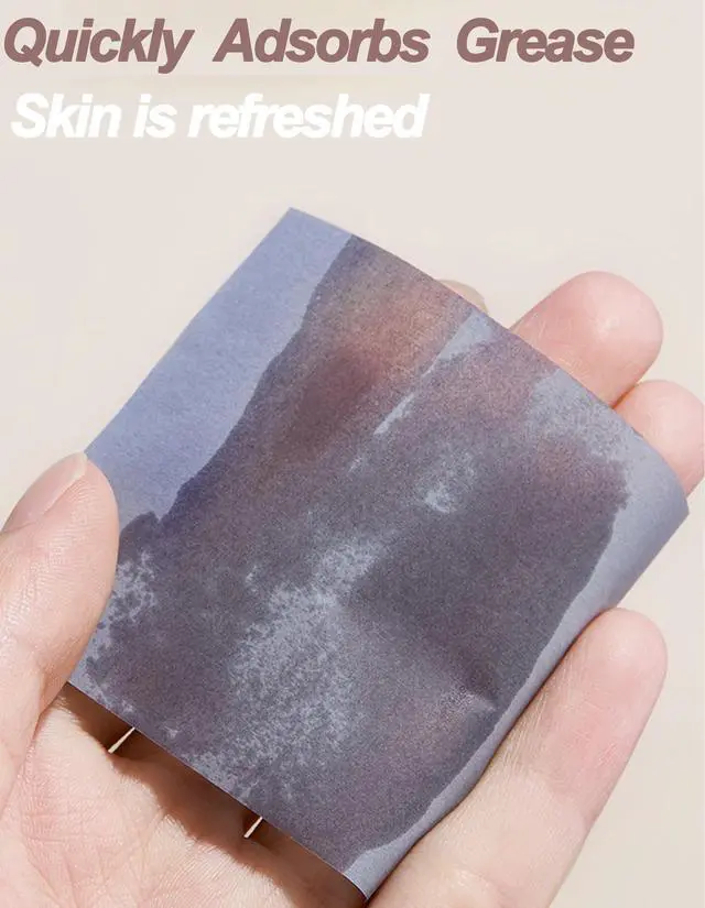 Alt view image 5 of 7 - Bamboo Charcoal Oil Blotting Paper - 300 Sheets w/Mirror, Puff & Refills, Absorbs Excess Face Oil, Controls Shine, Gentle for Makeup Use