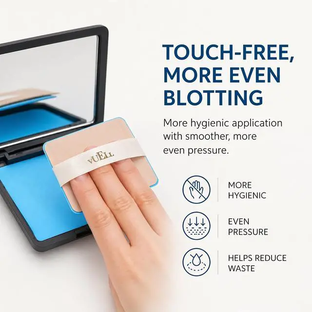Alt view image 3 of 7 - Mirror Compact Oil Blotting Sheets for Face with Wide Puff