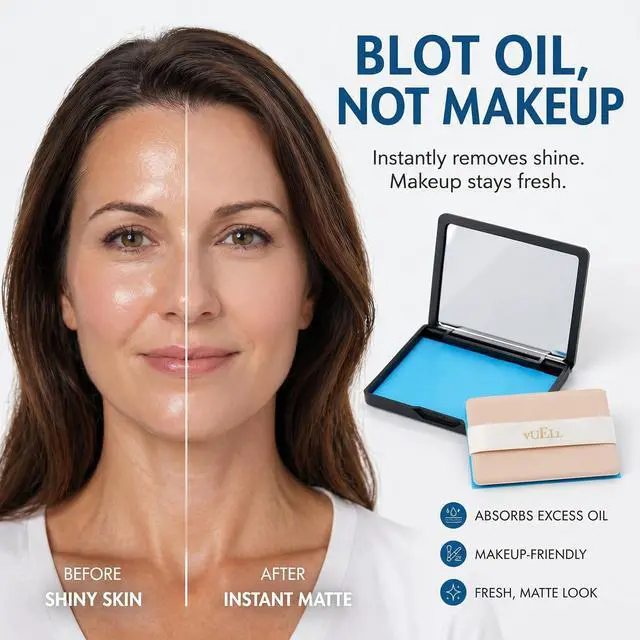 Alt view image 2 of 7 - Mirror Compact Oil Blotting Sheets for Face with Wide Puff
