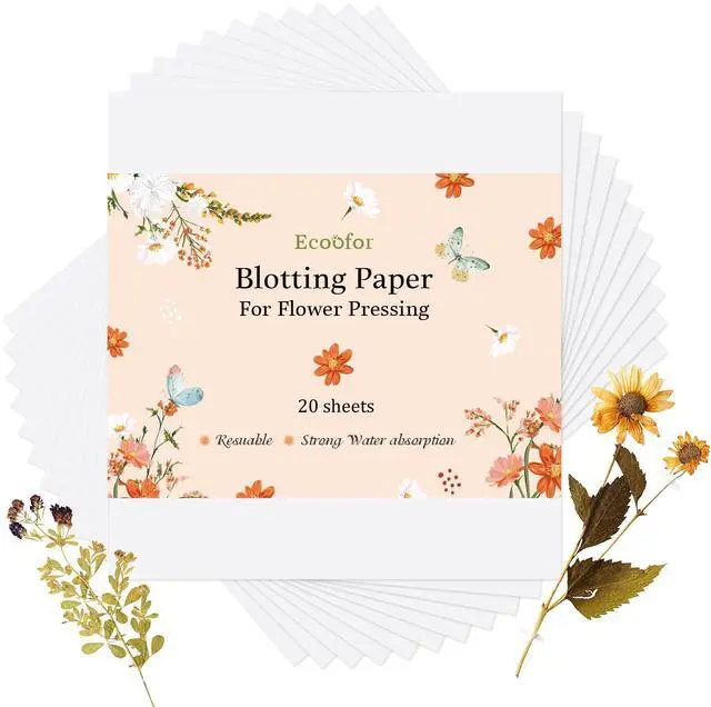 Main image of Blotting Paper for Flower Press, 20 Sheets Highly Absorbent and Reusable Blotter Paper for Flower Press Paper Craft 9 x 9 inch