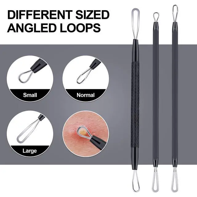 Alt view image 2 of 6 - Pimple Popper Tool Kit 10 Pcs Blackhead Remover Tool Zit Popper for Blemish, Pimple Comedone Extractor Acne Tool for Blackheads, Acnes, Whiteheads Nose Face Tools with Leather Bag