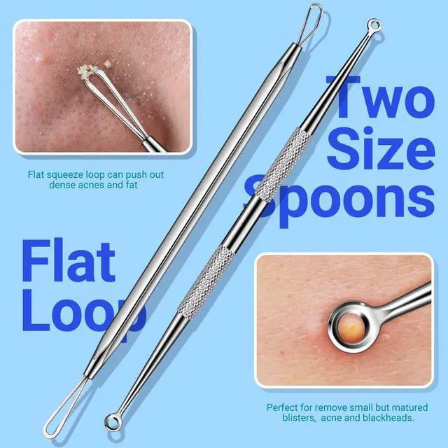 Alt view image 5 of 7 - Blackhead Remover Pimple Extractor Acne Treatment Tool, Comedones Removal Kit for Blemish, Whiteheads, 9 pcs Pimple Popper Tool Kit for Facial and Nose
