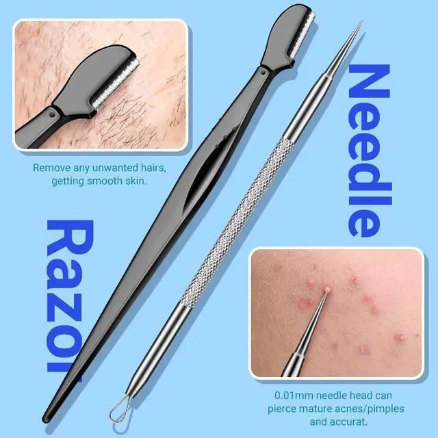 Alt view image 6 of 7 - Blackhead Remover Pimple Extractor Acne Treatment Tool, Comedones Removal Kit for Blemish, Whiteheads, 9 pcs Pimple Popper Tool Kit for Facial and Nose